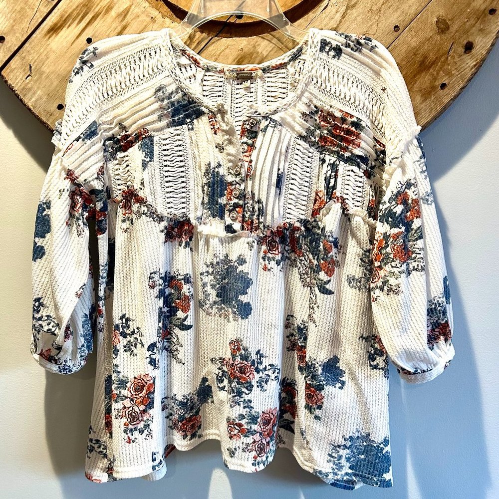 Gimmicks Boho Flower Top Blouse Shirt-XS